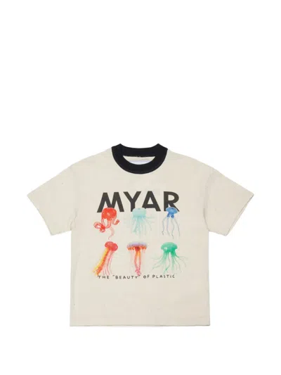 Myar Kids' Jellyfish Print T-shirt In Neutral