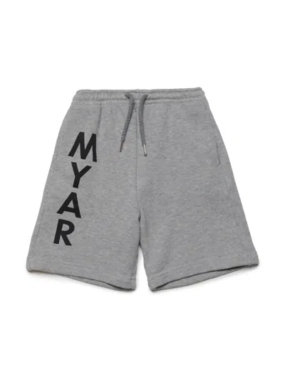 Myar Kids' Logo-print Cotton Shorts In Grey