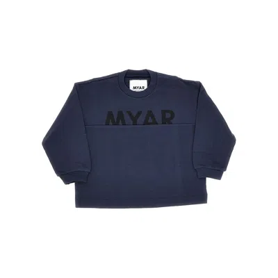 Myar Logo Print Crewneck Sweatshirt Kids In Blue