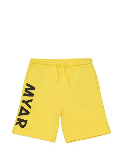 Myar Kids' Logo-print Drawstring Shorts In Yellow