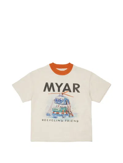 Myar Kids' Robot-print Crew-neck T-shirt In Multi