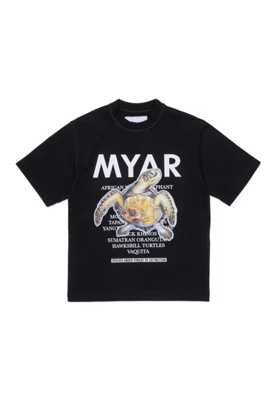 Myar Short Sleeve T-shirt With Endangered Animal Graphic Print In Black