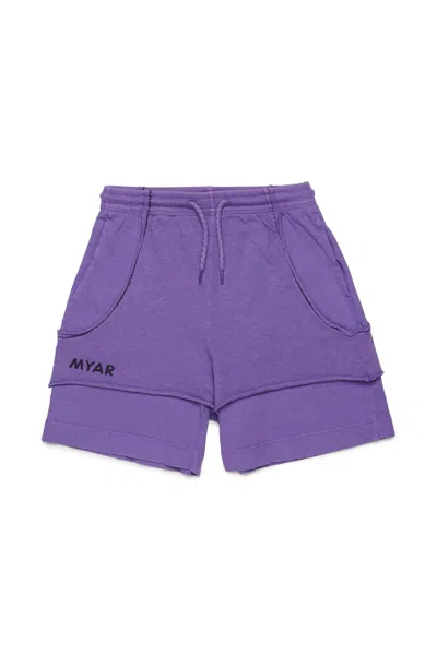 Myar Kids' Fleece Shorts With Logo In Yellow
