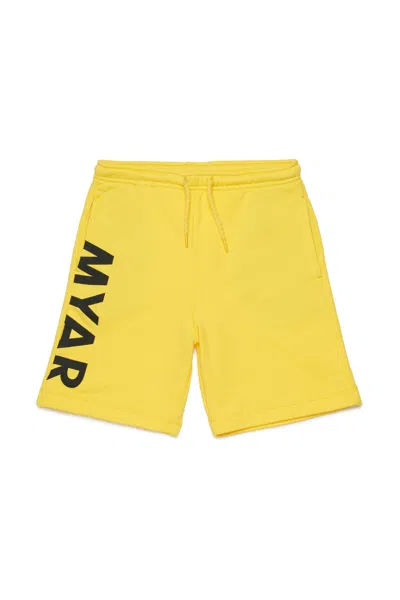 Myar Kids' Fleece Shorts With Logo In Yellow