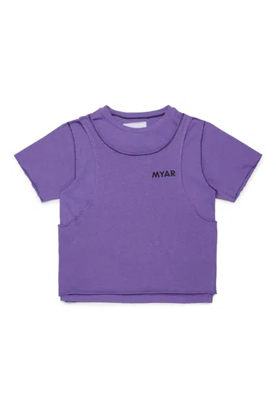 Myar Crew Neck T-shirt With Logo In Purple
