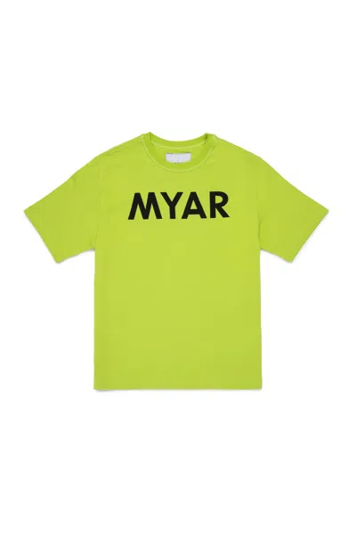 Myar Kids' T-shirt In Cotone Deadstock Con Logo  In Slime Green