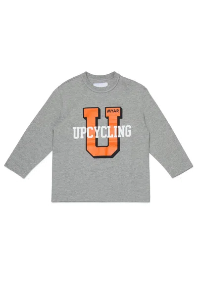 Myar Long Sleeve T-shirt With Varsity Print In Gray