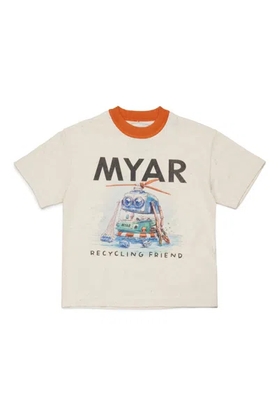 Myar Robot Print Crew-neck T-shirt In White