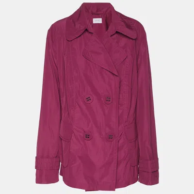 Pre-owned Mybc Pink Nylon Double Breasted Belted Blazer Xl