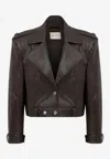 Mybestfriends Cynthia Cropped Leather Jacket In Brown