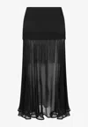 Mybestfriends Neso Chiffon Fringed Midi Skirt In Black
