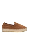 Mychalom Woman Espadrilles Camel Size 7 Leather In Sand