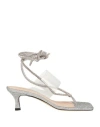 Mychalom Woman Thong Sandal Silver Size 7.5 Textile Fibers, Pvc - Polyvinyl Chloride