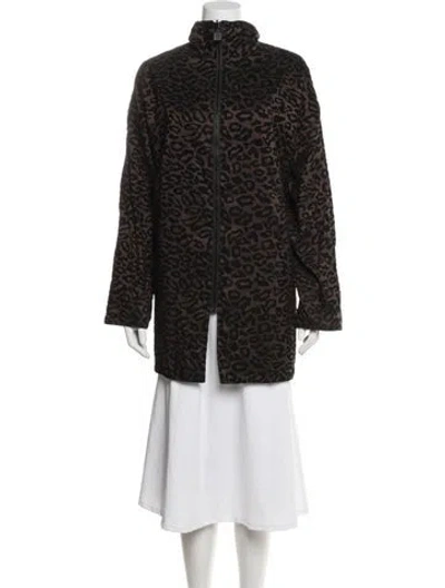 Pre-owned Mycra Pac Nylon Animal Print Jacket In Brown