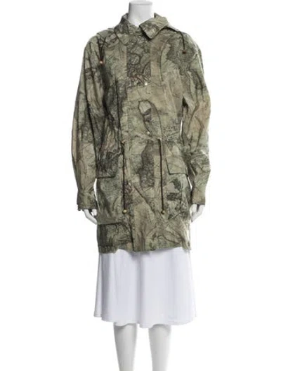 Pre-owned Mycra Pac Nylon Printed Coat In Green