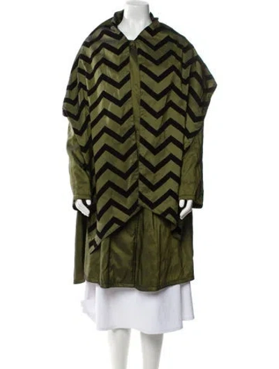 Pre-owned Mycra Pac Nylon Striped Coat In Green