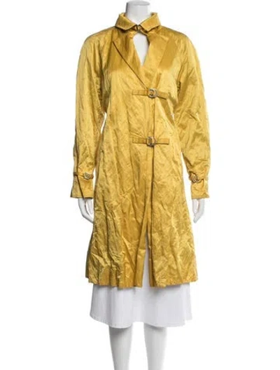 Pre-owned Mycra Pac Satin Trench Coat In Yellow