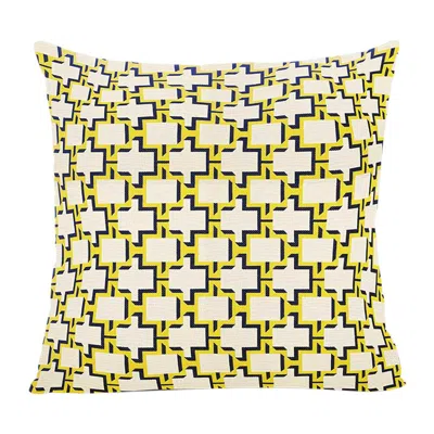 Pre-owned Myface Dedar Milano Outdoor Pillow – Yellow Patterned Fabric