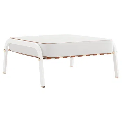 Pre-owned Myface Luxury Outdoor Footstool – Gold-plated Stainless Steel With Leather Straps In Gray