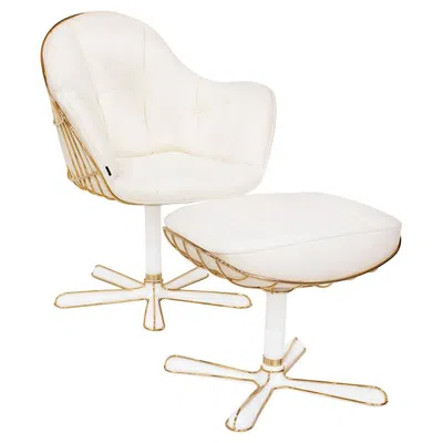 Pre-owned Myface Luxury Outdoor Lounge Chair – Gold-plated Stainless Steel Design In Sand