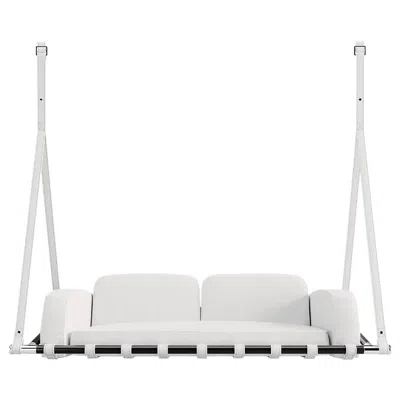 Pre-owned Myface Outdoor Swing Sofa – White Upholstery, White Frame And Chrome Accents
