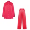 Mykaftan Pink / Purple Silk Pants Set In Pink Sapphire In Pink/purple