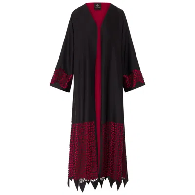 Mykaftan Women's Black / Red Abaya In Red In Black/red