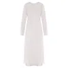 Mykaftan Women's Neutrals / White Long Sleeve Dress In Pearl In White