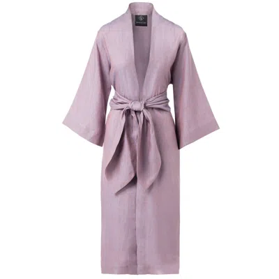 Mykaftan Women's Pink / Purple Linen Kimono In Lavender Color