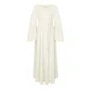 Mykaftan Women's White Flared Dress In Ivory In White