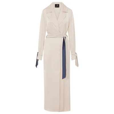 Mykaftan Women's White Trench Coat In Ivory In Neutral