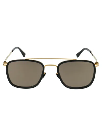 MYKITA MYKITA A15 GLOSSY GOLD/BLACK BRILLIANTGREY SOLID STEEL SUNGLASSES