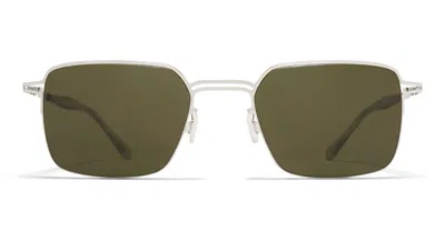 Mykita Alcott - Shiny Silver Sunglasses In Green