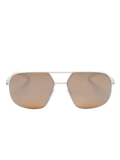 Mykita Angus Pilot-frame Sunglasses In Silver
