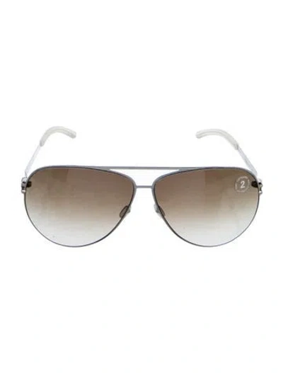 Pre-owned Mykita Aviator Gradient Sunglasses In Silver