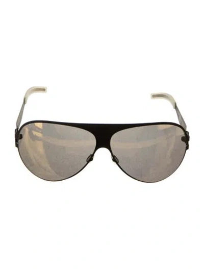 Pre-owned Mykita Aviator Tinted Sunglasses In Metallic/neutrals