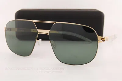 Pre-owned Mykita Brand  Sunglasses Angus Champagne Gold/polarized Green For Men Women