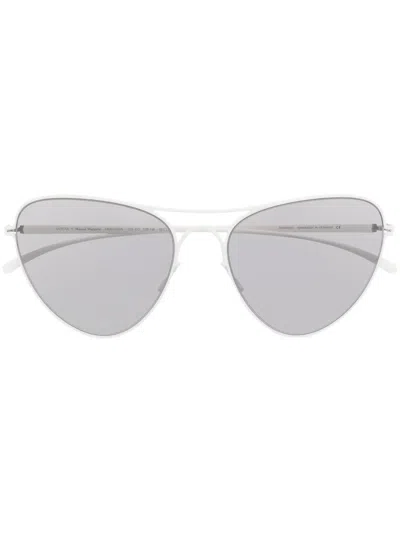 Mykita Cat-eye Frame Tinted Sunglasses In White