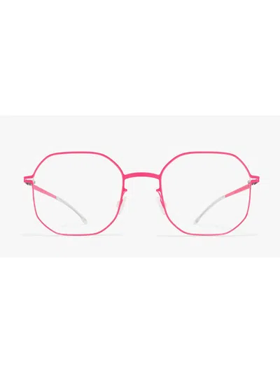 Mykita Cat Eyewear In Neon Pink Clear