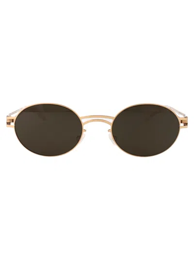 Mykita Champagne Gold Steel Sunglasses In Black