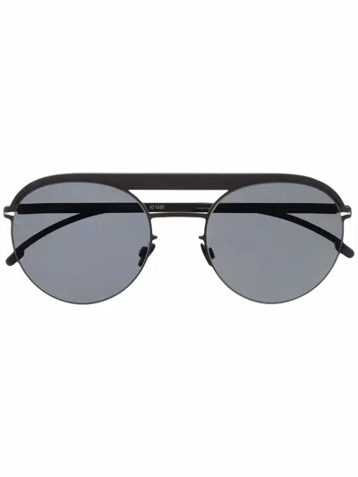 Mykita Double-bridge Pilot-frame Sunglasses In Black