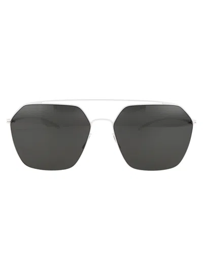 Mykita E13 White Dark Grey Solid Metal Sunglasses In Metallic