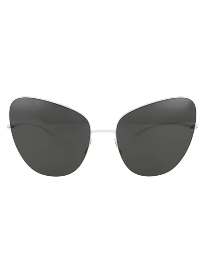Mykita E13 White Dark Grey Solid Metal Sunglasses In Metallic