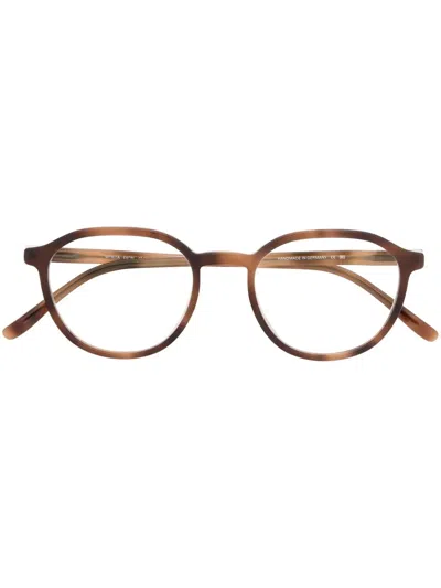 Mykita Ekon Round-frame Glasses In 735 C122 Zanzibar/silk Mocca Clear