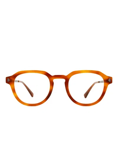 Mykita Elbert Havana Round Glasses In Orange