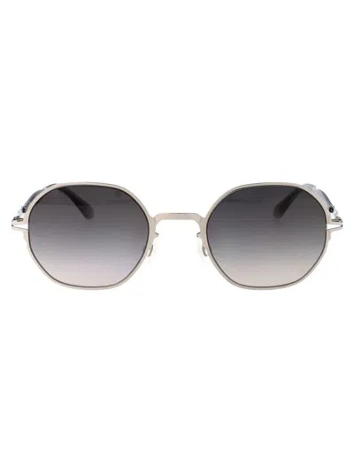 Mykita Gia Geometric-frame Sunglasses In Shiny Silver