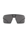 Mykita Geometric Black Aluminium Sunglasses With International Fit In Gray