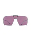 Mykita Geometric White Aluminum Sunglasses With Purple Lenses In Pink
