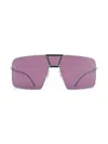 Mykita Geometric White Aluminum Sunglasses With Purple Lenses In Pink