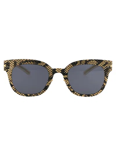 Mykita Gold Black Python Dark Grey Solid Metal Sunglasses In Multi